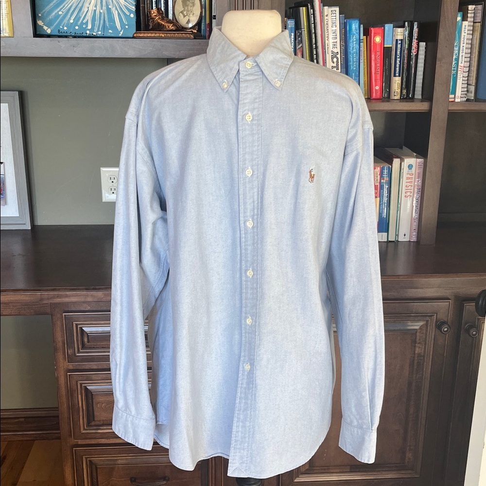 Ralph Lauren Light Blue Long Sleeve Cotton Button Down Mens Large